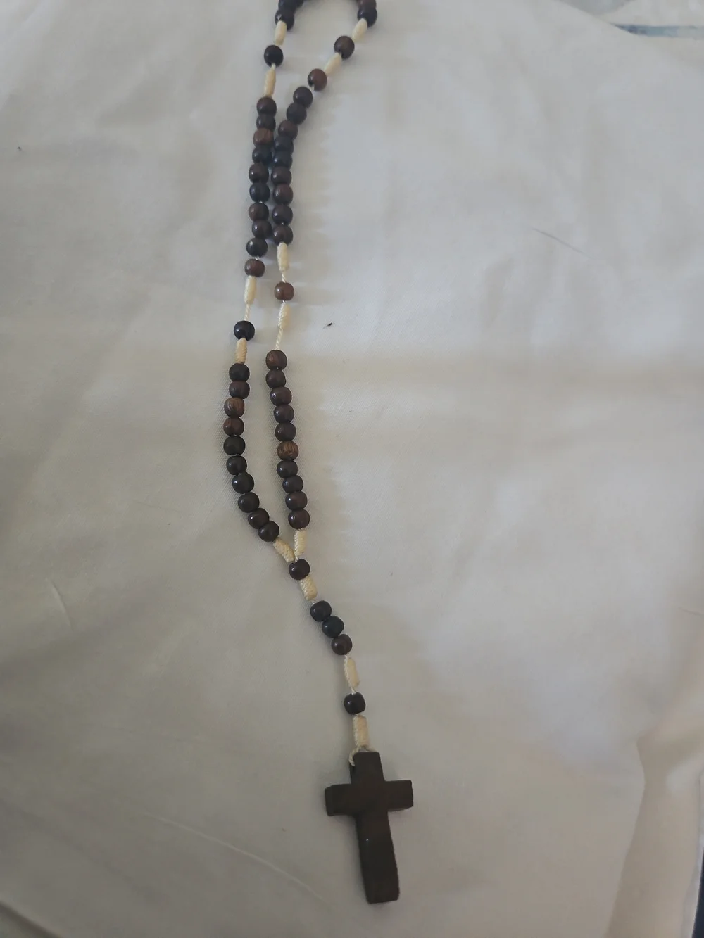 Kids Brown Wood Bead Cross Necklace — Natural Faith Pendant